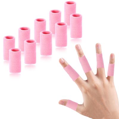 EDNYZAKRN Finger Compression Sleeves Support, Finger Protectors Cots for Arthritis Swelling Basketball Sport, Breathable Elastic (10, Pink, One Size)