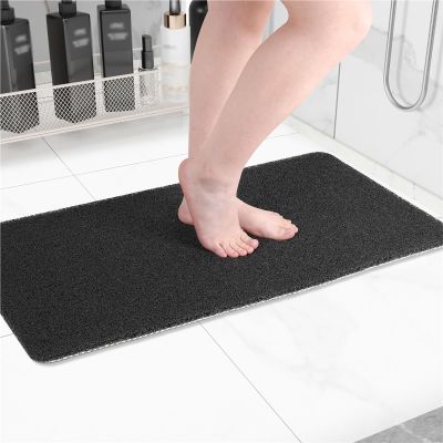 LOPCSA Non-Slip Bathtub Mat, Anti Slip Shower Mat, Fast Drying Bathtub Mats, Cushioned Bath Mat with Drain Holes,Quick Dry PVC, for Tub, Floor, Bathroom, Kitchen, Home, Hotel(Black,45X75CM)