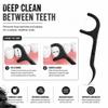 Bamboo Charcoal Dental Floss Picks 200 Count Black Charcoal Flossers with Wheat Straw Handle and Toothpick End for Daily Oral Care view 3