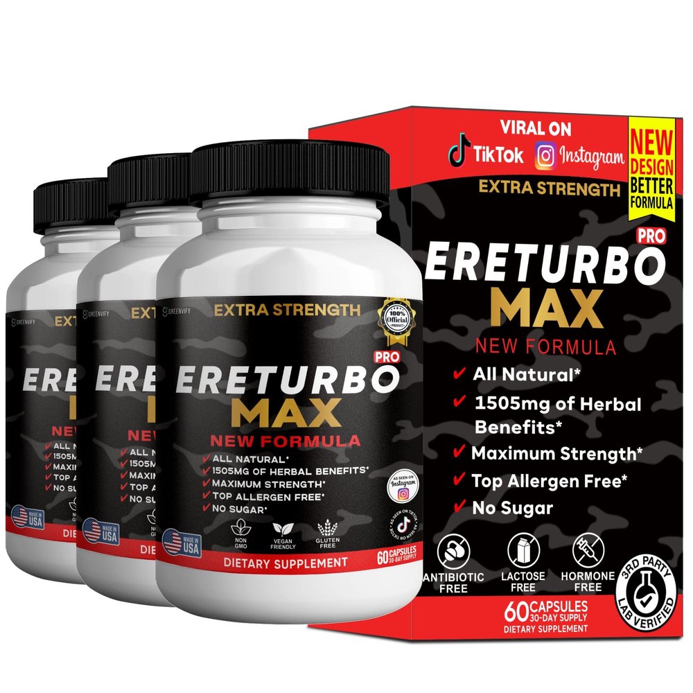 GREENVIFY Ereturbo Max Pro Extra Strength, Organic Maca Root Supplement, 60 Capsules, 30-Day Supply, Herbal Benefits (3)