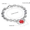 ZKXXJ Seizure Heart Medical Alert ID Bracelet for Women,2Pcs Medic Identification Bracelets Cuff Bangle Set Stainless Steel Emergency First Aid Health Alerts Monitoring Awareness Chain view 2