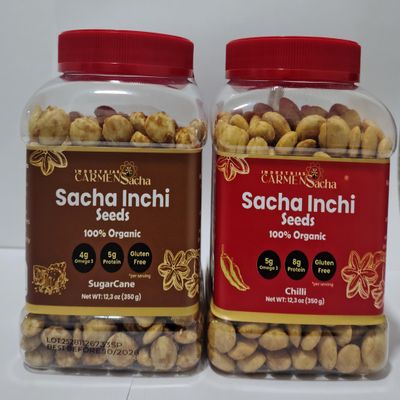 Industrias CarmenSacha Sacha Inchi Duo Snack Sweet Sugar Cane & Spicy Chilli Flavors 24.7 oz (750 g) High Omega-3 | Vegan | Gluten-Free