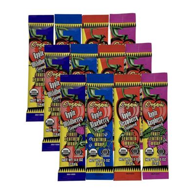 Organic Fruit Leather Wrap - Apple Strawberry/Wild Berry/Rasberry/Blueberry 12-0.5 oz (14g) 3 of each flavor - 12 PACK (Variety Berry Flavors)