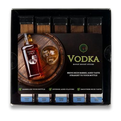 Oak Chips Inc. | Boozy Boost Oak Infusion Vodka Sticks | Barrel Age Your Vodka, Whiskey, Bourbon, Scotch & More | Quickly Enhance Flavor & Aroma at Home