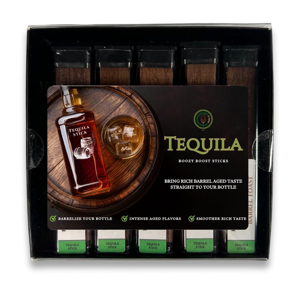 Oak Chips Inc. | Boozy Boost Oak Infusion Tequila Sticks | Barrel Age Your Whiskey, Bourbon, Scotch & More | Quickly Enhance Flavor & Aroma at Home