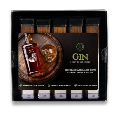 Oak Chips Inc. | Boozy Boost Oak Infusion Gin Sticks | Barrel Age Your Gin, Whiskey, Bourbon, Scotch & More | Quickly Enhance Flavor & Aroma at Home