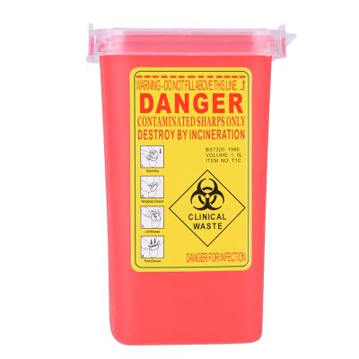 Brrnoo Plastic Sharps Container, Puncture Shell with Flip Top Lid for Disposal of and Waste 1L Size (Red)