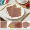 100 Pack Scalloped Napkins Disposable with Gold Foil Edges, 5 x 5 Inch Cocktail Napkins, Dessert Napkins for Wedding, Baby Shower, Birthday Party, Bridal Shower & Dinner Party Decorations(Khaki) view 3