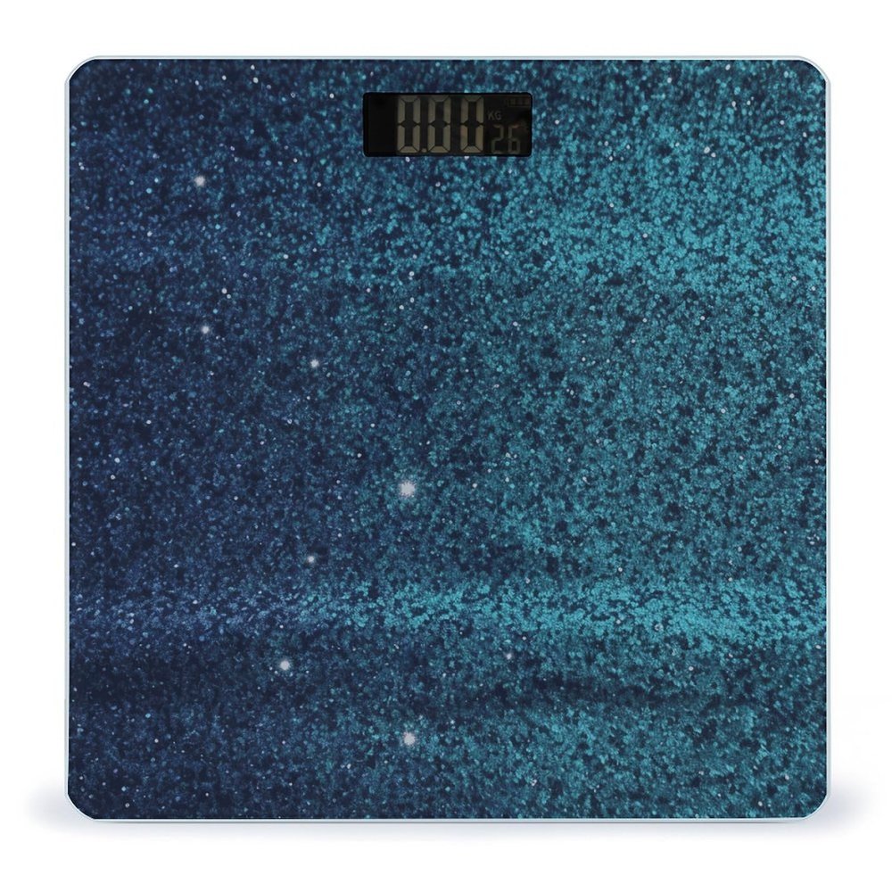 Teal Glitter Scale with LCD Easy-to-Read Anti-Slip Weight Digital Bathroom Scale Precision Weighing Scales Sturdy Tempered Glass Body Weight Scales for Daily Use