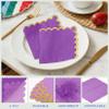 100 Pack Scalloped Napkins Disposable with Gold Foil Edges, 5 x 5 Inch Cocktail Napkins, Dessert Napkins for Wedding, Baby Shower, Birthday Party, Bridal Shower & Dinner Party Decorations(Purple) view 3