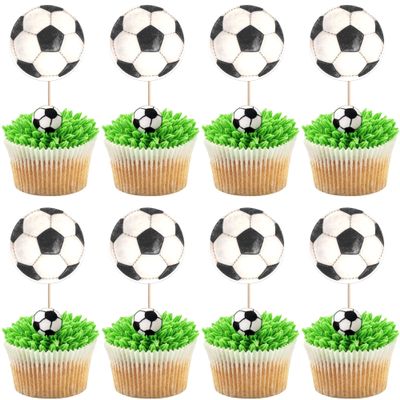 40 PCS Soccer Cupcake Toppers Double Sided Sports Football Cupcake Picks Soccer Birthday Party Decorations for Boys Girls Sport Theme Baby Shower Football Birthday Cake Decorations Supplies