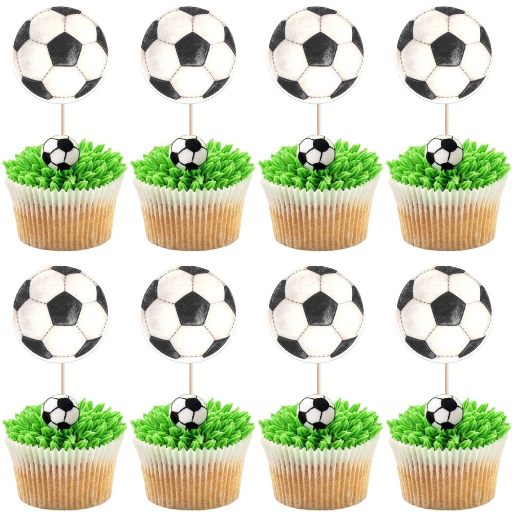 40 PCS Soccer Cupcake Toppers Double Sided Sports Football Cupcake Picks Soccer Birthday Party Decorations for Boys Girls Sport Theme Baby Shower Football Birthday Cake Decorations Supplies