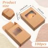 100 Pcs Paper Soap Boxes with Window, 3.5 x 2.6 x 1.2 Inch Homemade Soap Packaging Boxes Bulk for Candy, Cookies, Treats and Party Favors, Brown view 2