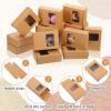 100 Pcs Paper Soap Boxes with Window, 3.5 x 2.6 x 1.2 Inch Homemade Soap Packaging Boxes Bulk for Candy, Cookies, Treats and Party Favors, Brown view 3