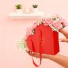 12 Pcs Heart Shaped Flowers Boxes Bouquet Storage Bucket Valentine's Day Floral Boxes Mother's Day Paper Floral Bag with Handle Basket Handbag for Holiday Gift view 2