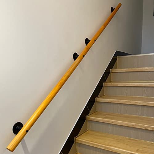 8ft Wooden Stair Banister Kit - Home Guardrail for Kids & Elderly, Wall-Mounted Grab Bar for Villa & Loft, Safe Corridor Railing Solution