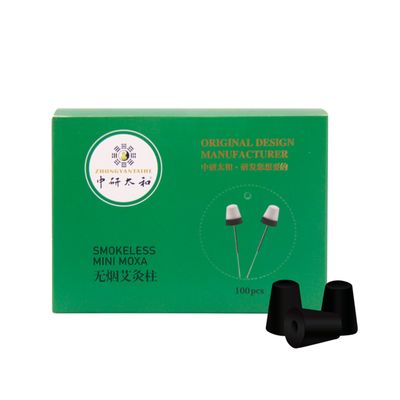100Pcs/Box Smokeless Mini Moxa Moxa Sticks Pure Handmade Moxibustion Rolls Small Moxibustion Self Stick Portable Point Warm Massage (MX0023)