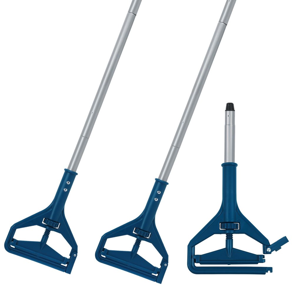 KalTell 2PK Commercial Quick-Change Iron Mop Handle, Heavy Duty Mop Head Replacement Holder for Wet Mop Floor Cleanig, Janitor Supplies