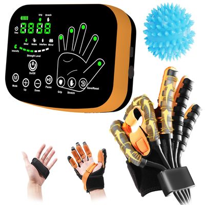 Upgraded Rehabilitation Robot Gloves for Stroke Recovery Hand Therapy Glove with Independent Finger Control, Long-Life Motor & Mirror Training Home Stroke Rehabilitation Equipment (Right, L)