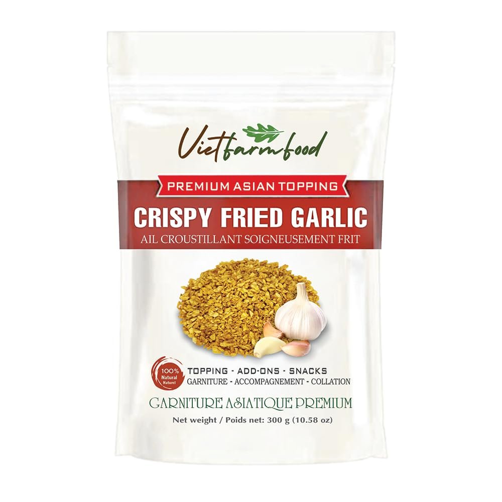 CRISPY FRIED GARLIC 10.58 Oz (300g) VIETFARMFOOD: Savory & Crunchy Ready to Enjoy, Great for Toppings, Salads or Gifting