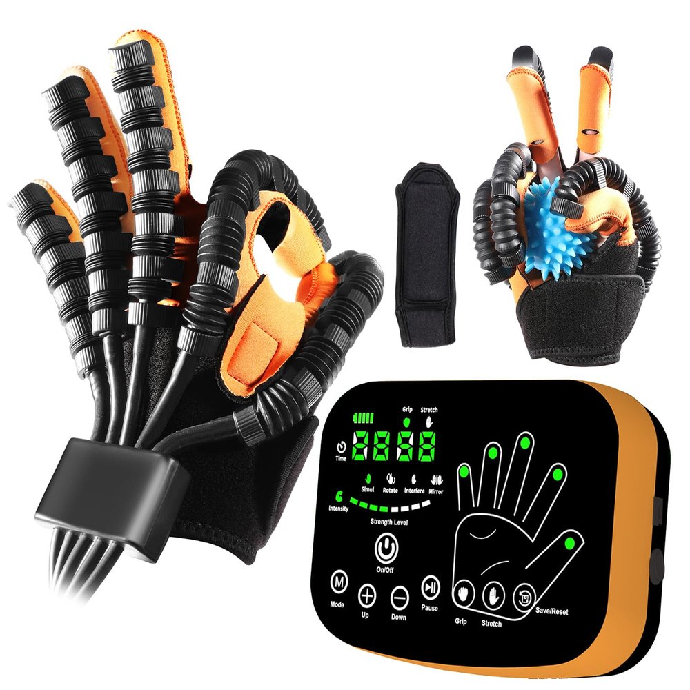 7th-Gen Rehabilitation Robot Gloves Automatic Finger Training Glove for Paralysis & Hemiplegia, Mirror Training & Multi-Mode Home Stroke Therapy Equipment (LH, L)