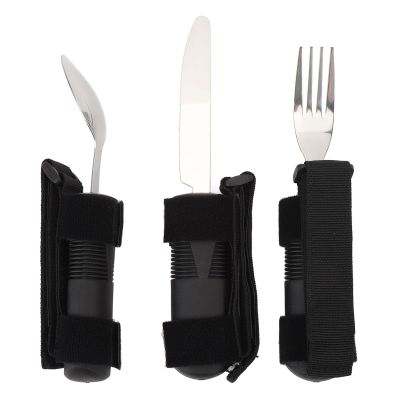 Adaptive Cutlery Set, Weighted Utensils Set for The Elderly, 3PCS Adaptive Tableware Set with Textured Composite Handle and Non Slip Design, Includes Spoon Fork Cutter for Enhanced