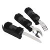 Adaptive Cutlery Set, Weighted Utensils Set for The Elderly, 3PCS Adaptive Tableware Set with Textured Composite Handle and Non Slip Design, Includes Spoon Fork Cutter for Enhanced view 4