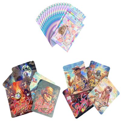 100pcs 3.5 Holographic Exotic Candy Bags With Designs, Resealable 3.5 grams Baggies, 4x5 Inches Cookies Storage Packaging Bag (R-01)