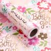 RUSPEPA Foil Birthday Wrapping Paper Roll, Mini Roll, Pink Floral & Gold Foil For the Birthday Girl Design Gift Wrap for Girls, Kids, Teens, Baby Shower, Party Favor, 17 Inches x 16.4 Feet view 1