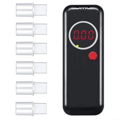 Digital LCD Breathalyzer Tester with High Accuracy Semiconductor Sensor, Portable BAC Detector with LED Alerts for Drivers and Personal Use, Black(B)