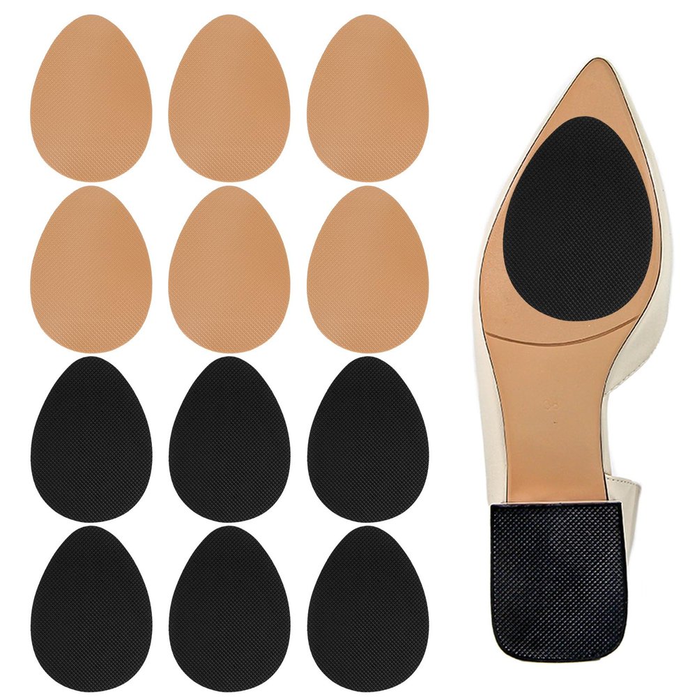 12 Pcs Shoe Sole Protector for Heels, Non-Slip Shoe Pads for Bottom of Shoes, Rubber Self Adhesive Heel Pads Anti-Slip Shoe Grips Shoes Gummies for Heels