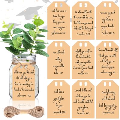 10 Pcs Christian Bible Verse Tags Graduation Gift Tags with String Graduation Centerpieces for Mason Jars Party Favor Decorations DIY Crafts Bible Gifts, 3.5 Inch