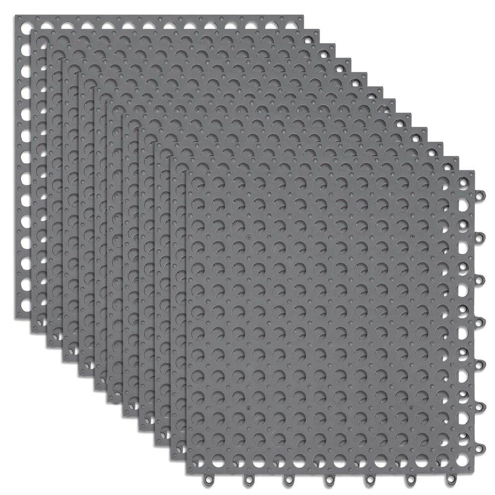 wkao 12 Non-Slip Interlocking Drainage Tiles, Waterproof Outdoor Floor Mats for Pool, Bathroom, and Patio, Easy to Install