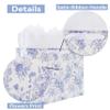 13'' Large Blue Floral Gift Bag Set with Handles, Greeting Card, White Tissue Papers and Stickers for Women Girls for Birthdays, Mother's Day, Baby shower, Valentine's Day, Bridal, Weddings, Flowers Design, 1 Pcs view 4