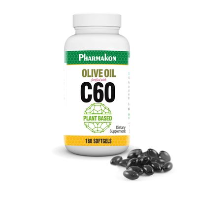 PHARMAKON C60 Enriched Olive Oil Capsules, Plant Based (180 Capsules)