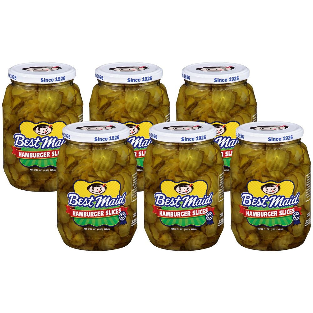 Best Maid 32 Ounce Glass Jar Pickles - Delicious and Crisp with Every Bite (6 Pack, Ham Slices)