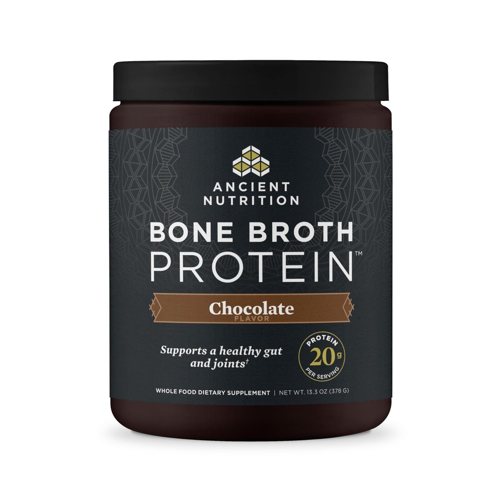 Ancient Nutrition Grass Fed, Bone Broth Protein Powder, 20g Protein, Hydrolyzed Collagen Peptides, Keto & Paleo Friendly, Supports Joint, Gut Health, Chocolate, 15 Servings