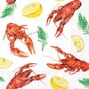 Boston International Lunch Napkins Disposable 3-Ply Paper Party Supplies, 6.5" x 6.5", Crawfish Delight, 20-Count view 1