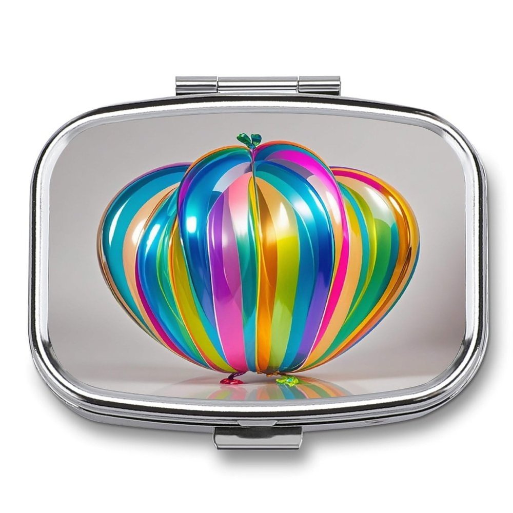 Shaped BalloonMetal Pill Box 3-Compartment Portable Medication Boxs Compact Pill Case for Travel Vitamins Pill Organizer Daily Medication Storage Box