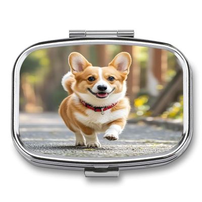 Running CorgiMetal Pill Box 3-Compartment Portable Medication Boxs Compact Pill Case for Travel Vitamins Pill Organizer Daily Medication Storage Box
