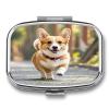 Running CorgiMetal Pill Box 3-Compartment Portable Medication Boxs Compact Pill Case for Travel Vitamins Pill Organizer Daily Medication Storage Box view 1