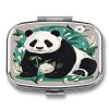 Panda Graphic Black and WhiteMetal Pill Box 3-Compartment Portable Medication Boxs Compact Pill Case for Travel Vitamins Pill Organizer Daily Medication Storage Box view 1