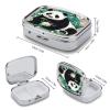 Panda Graphic Black and WhiteMetal Pill Box 3-Compartment Portable Medication Boxs Compact Pill Case for Travel Vitamins Pill Organizer Daily Medication Storage Box view 2