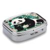 Panda Graphic Black and WhiteMetal Pill Box 3-Compartment Portable Medication Boxs Compact Pill Case for Travel Vitamins Pill Organizer Daily Medication Storage Box view 3