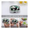 Panda Graphic Black and WhiteMetal Pill Box 3-Compartment Portable Medication Boxs Compact Pill Case for Travel Vitamins Pill Organizer Daily Medication Storage Box view 4