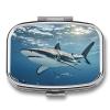 Ocean Sea Animal SharkMetal Pill Box 3-Compartment Portable Medication Boxs Compact Pill Case for Travel Vitamins Pill Organizer Daily Medication Storage Box view 1