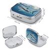 Ocean Sea Animal SharkMetal Pill Box 3-Compartment Portable Medication Boxs Compact Pill Case for Travel Vitamins Pill Organizer Daily Medication Storage Box view 2