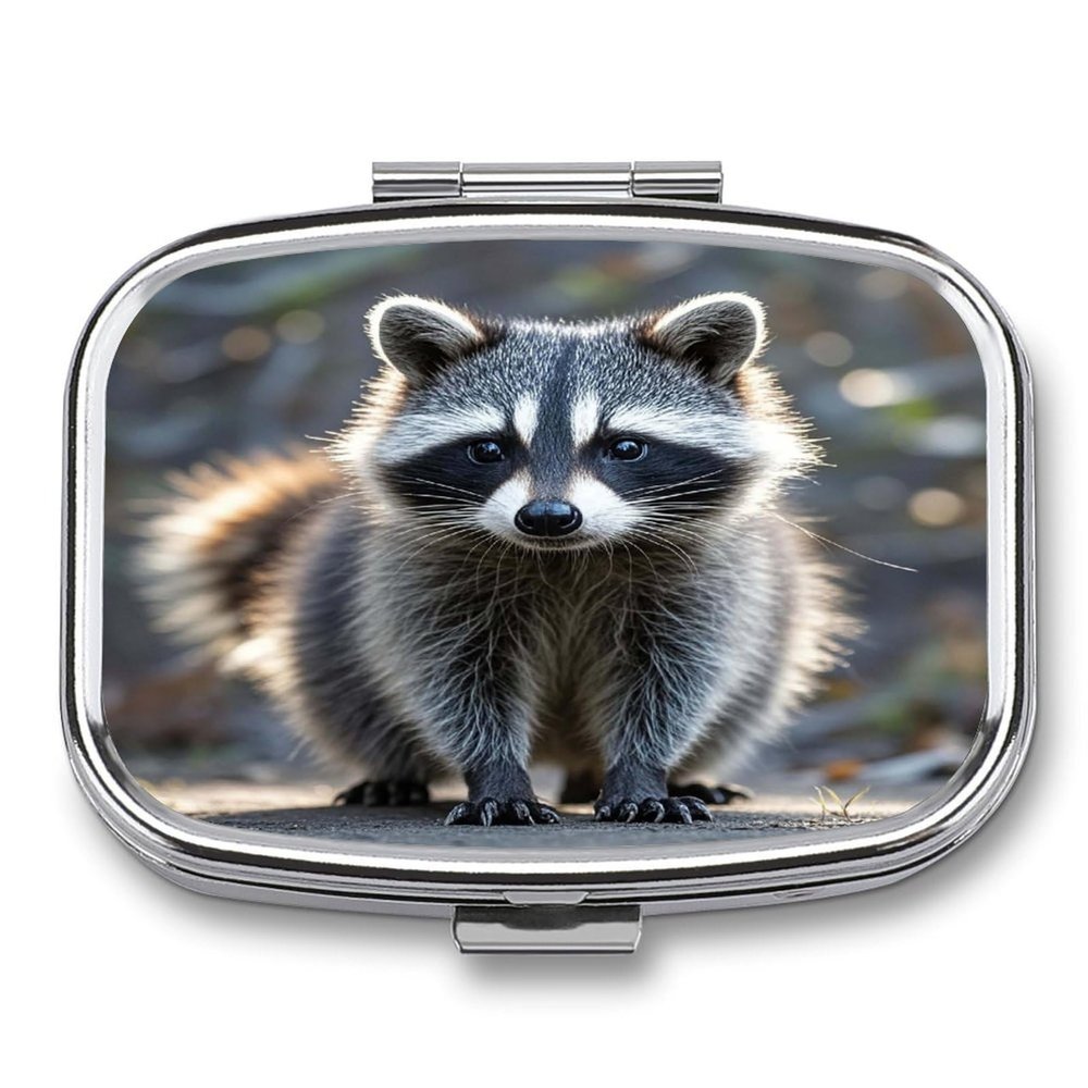 RaccoonMetal Pill Box 3-Compartment Portable Medication Boxs Compact Pill Case for Travel Vitamins Pill Organizer Daily Medication Storage Box