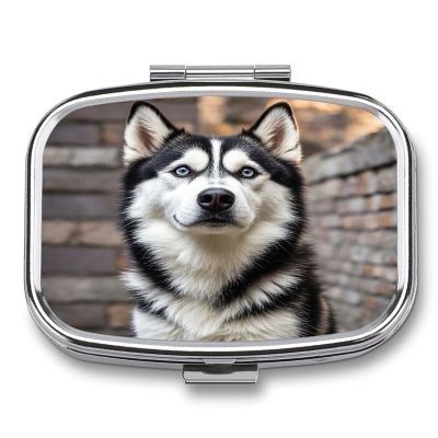Husky DogMetal Pill Box 3-Compartment Portable Medication Boxs Compact Pill Case for Travel Vitamins Pill Organizer Daily Medication Storage Box