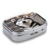Husky DogMetal Pill Box 3-Compartment Portable Medication Boxs Compact Pill Case for Travel Vitamins Pill Organizer Daily Medication Storage Box view 3